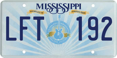 MS license plate LFT192