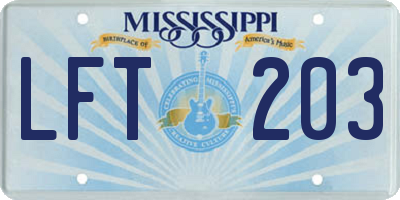 MS license plate LFT203
