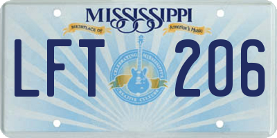 MS license plate LFT206