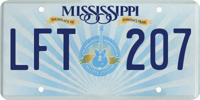 MS license plate LFT207