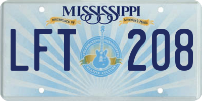 MS license plate LFT208