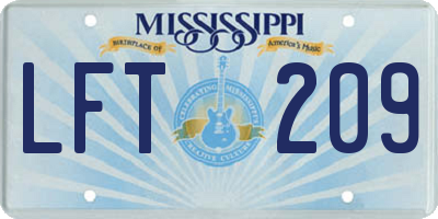 MS license plate LFT209