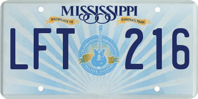 MS license plate LFT216