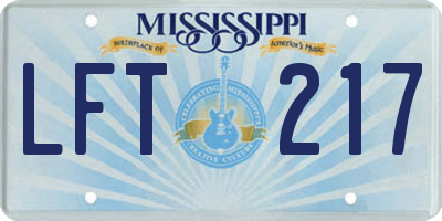 MS license plate LFT217