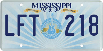 MS license plate LFT218
