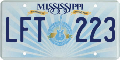 MS license plate LFT223
