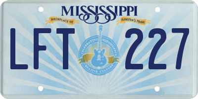 MS license plate LFT227