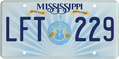 MS license plate LFT229