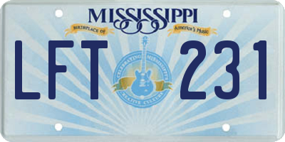 MS license plate LFT231