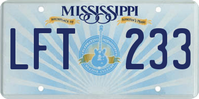 MS license plate LFT233