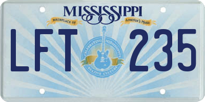 MS license plate LFT235