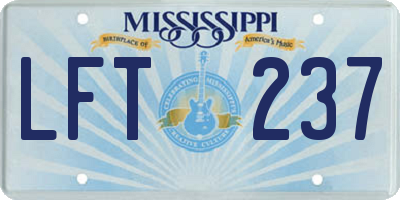 MS license plate LFT237