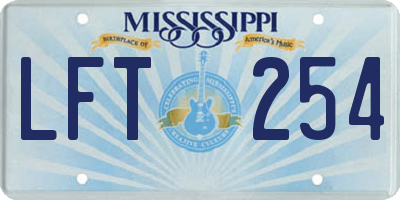 MS license plate LFT254