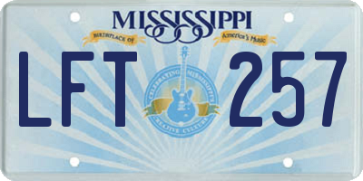 MS license plate LFT257