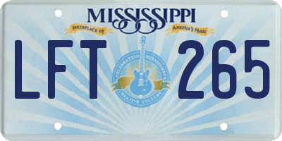 MS license plate LFT265
