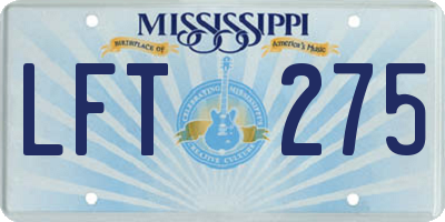 MS license plate LFT275