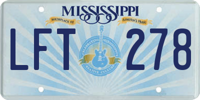 MS license plate LFT278