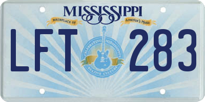 MS license plate LFT283