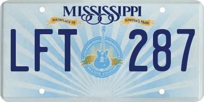 MS license plate LFT287
