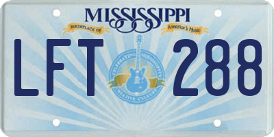 MS license plate LFT288
