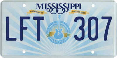 MS license plate LFT307