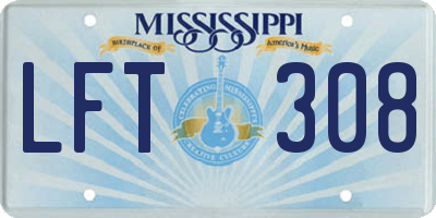 MS license plate LFT308