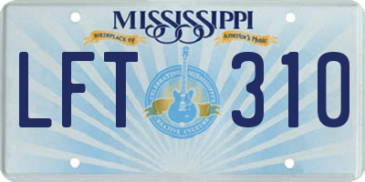 MS license plate LFT310