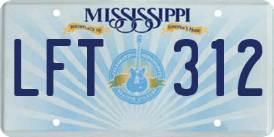 MS license plate LFT312