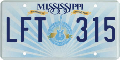 MS license plate LFT315