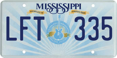 MS license plate LFT335