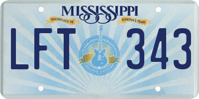 MS license plate LFT343
