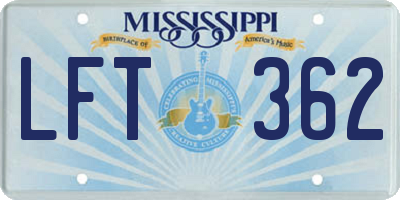 MS license plate LFT362