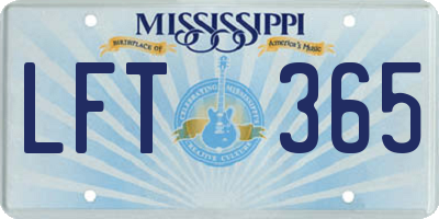 MS license plate LFT365