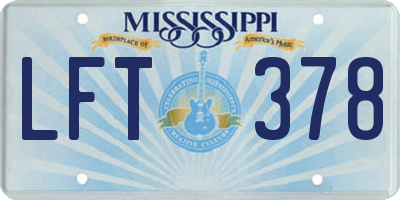 MS license plate LFT378
