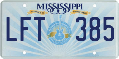 MS license plate LFT385