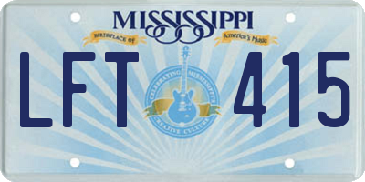 MS license plate LFT415