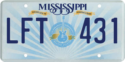 MS license plate LFT431