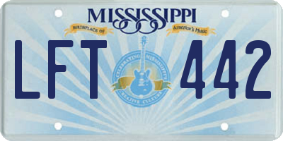 MS license plate LFT442