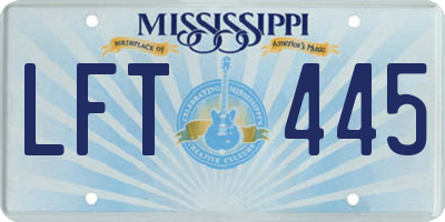 MS license plate LFT445