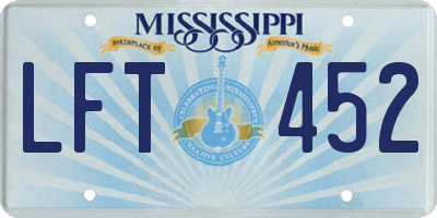 MS license plate LFT452