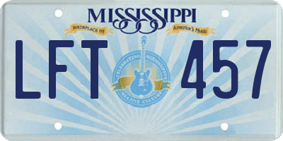 MS license plate LFT457