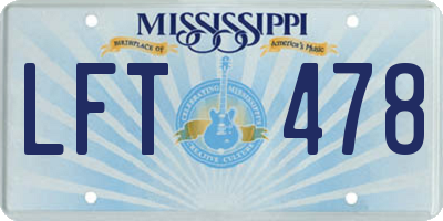 MS license plate LFT478