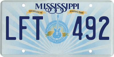 MS license plate LFT492