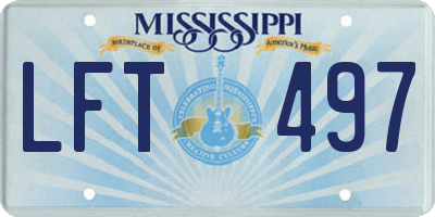 MS license plate LFT497