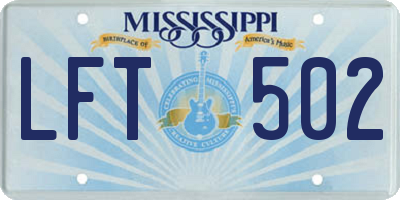 MS license plate LFT502