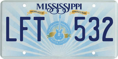 MS license plate LFT532