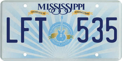 MS license plate LFT535