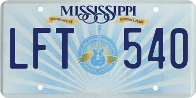 MS license plate LFT540