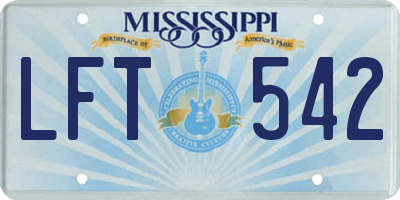 MS license plate LFT542
