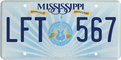 MS license plate LFT567